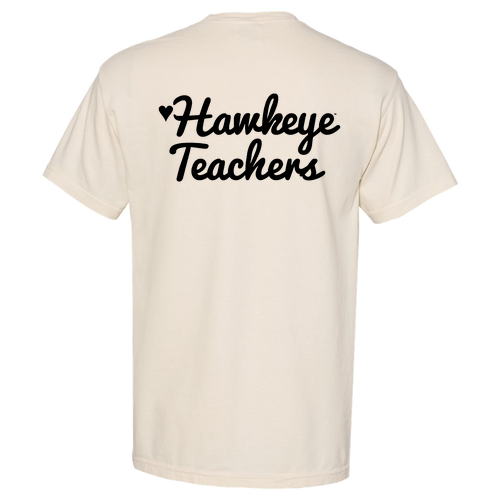 Hawkeye Teachers Comfort Colors Unisex Garment-Dyed Heavyweight Pocket T-Shirt -- Ivory