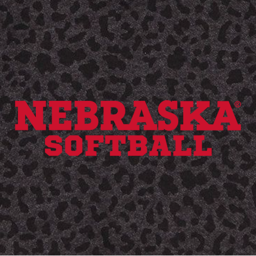 Nebraska Softball Block Font Ladies' Boxy Tee -- Black Leopard