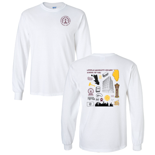 Chicago collage Long sleeve  -- White