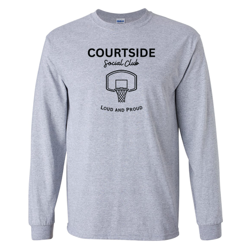 Courtside Social Club -- Gildan Ultra Cotton Longsleeve Basic T-Shirt -- Sport Grey