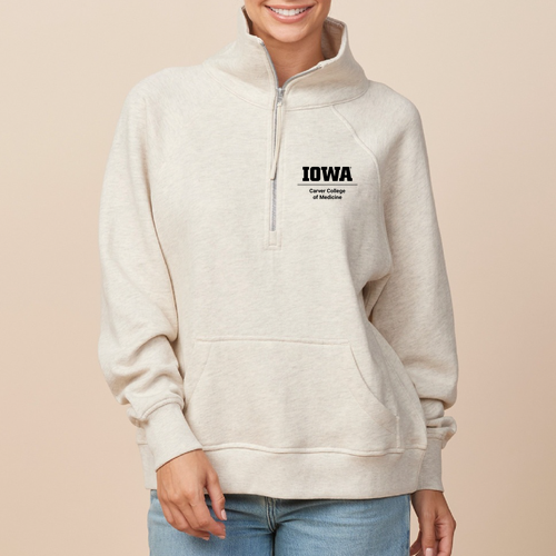 Embroidered Enza Ladies Boxy Half Zip Fleece -- Oatmeal