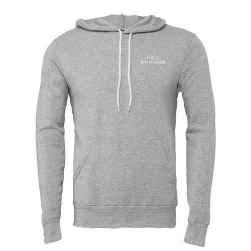 Inn at Bay Harbor 1 color White left chest/back Pullover Hooded Sweatshirt -- Athletic Heather