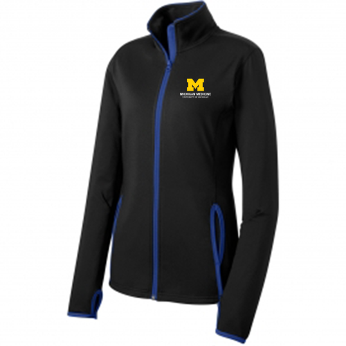 Ladies Sport-Tek Sport Wick Stretch Contrast Full Zip Jacket -- Black / True Royal