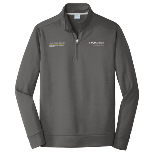 Embroidered Port & Company Performance Fleece 1/4-Zip Pullover Sweatshirt -- Charcoal