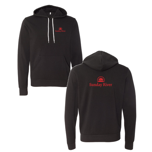 Sunday River Logo 2 Red Ink -- Pullover Hooded Sweatshirt Black