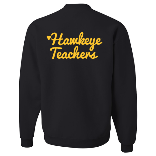 Hawkeye Teacher Jerzees 8 Oz., 50/50 Nublend Fleece Crew -- Black