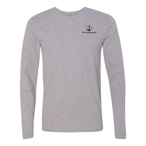 The Highlands Logo 2 Black Ink -- Long Sleeve Heather Grey
