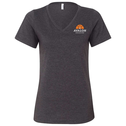 Bella+Canvas Women's Relaxed Heather Cvc V-Neck Tee -- Dark Grey Heather