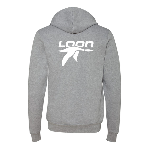 Loon Logo 2 White Ink -- Pullover Hooded Sweatshirt Athletic Heather