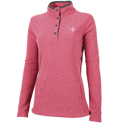 Charles River Bayview Fleece fitted Pullover -- Red Heather / Charcoal