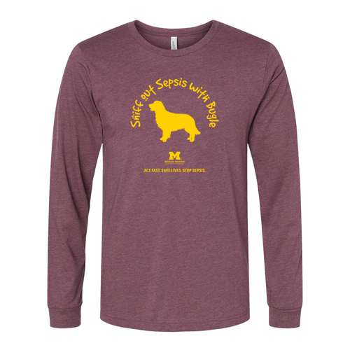 Mens/Unisex Bella Canvas Heather Long Sleeve T-Shirt -- Heather Maroon