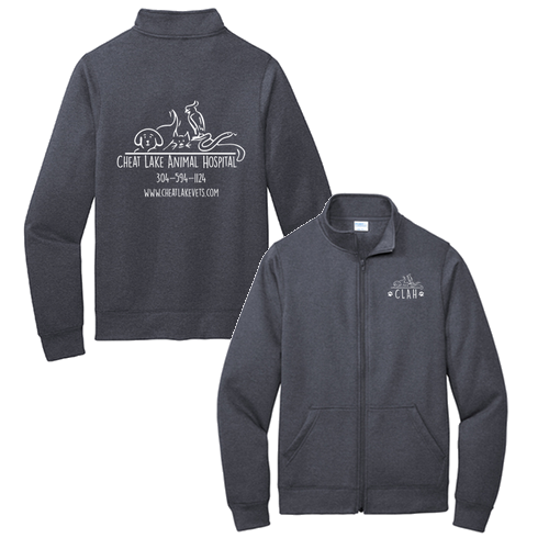 Port and Company Core Fleece Cadet Full-Zip Sweatshirt -- Heather Navy