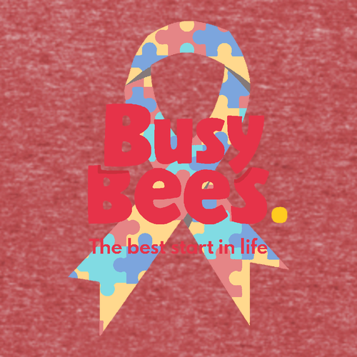 District Made Mens Perfect Tri Crew Tee Busy Bee Ribbon-- Red Frost