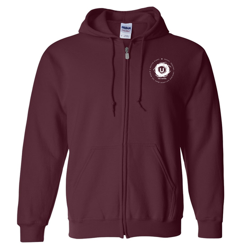 Mens/Unisex Gildan Full Zip Hooded Sweatshirt -- Maroon