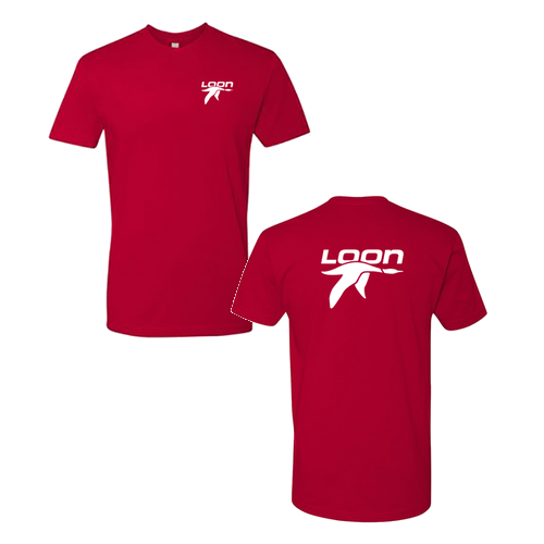 Loon Logo 2 White Ink -- Short Sleeve Red