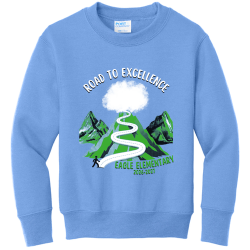 Youth Port & Co Core Fleece Crewneck Sweatshirt -- Carolina Blue