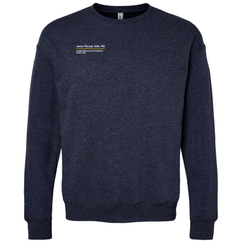 Embroidered Bella Canvas Unisex Drop Shoulder Fleece Crewneck -- Heather Navy