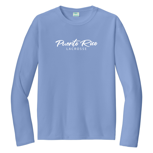 Script Logo Long Sleeve Performance Tee -- Carolina Blue