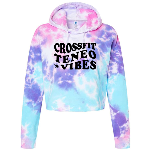 Ladies Colortone Tie-Dyed Crop Hooded Sweatshirt -- Cotton Candy