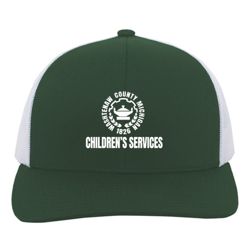 Pacific Headwear Trucker Mesh Hat -- Dark Green / White / Dark Green