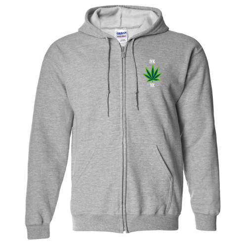 IYKYK Embroidered Zip Hoodie -- Grey