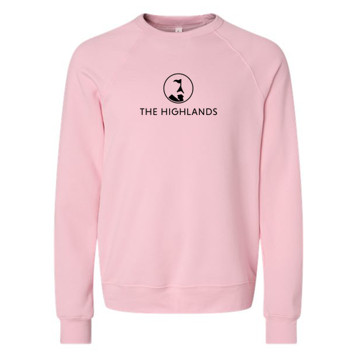 The Highlands Logo 1 Black Ink -- Raglan Sweatshirt Pink