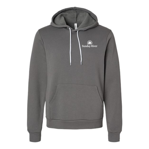 Sunday River Logo 2 White Ink -- Pullover Hooded Sweatshirt Asphalt