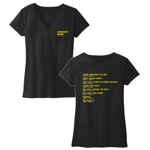 District Womens Re-Tee V-Neck (Track List) -- Black