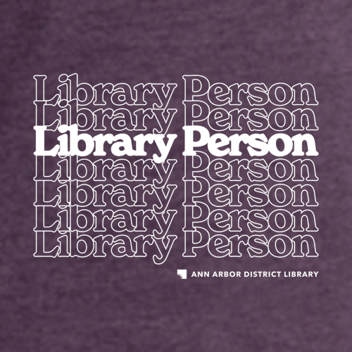District Made Perfect Blend Tee -- Heathered Eggplant, Library Person