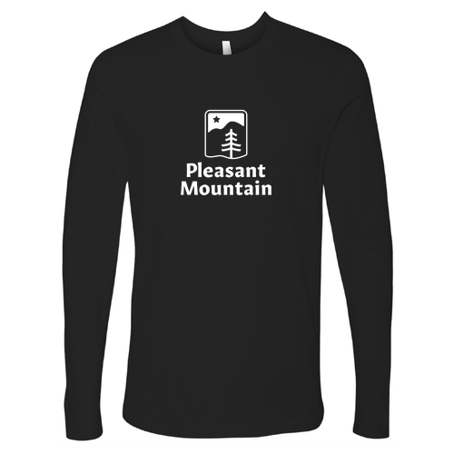 Pleasant Mountain Logo 1 White Ink -- Long Sleeve Black