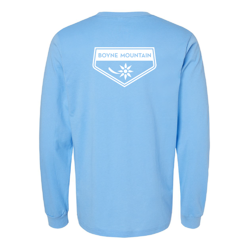 Boyne Mountain Logo 2 White Ink -- Long Sleeve Carolina Blue