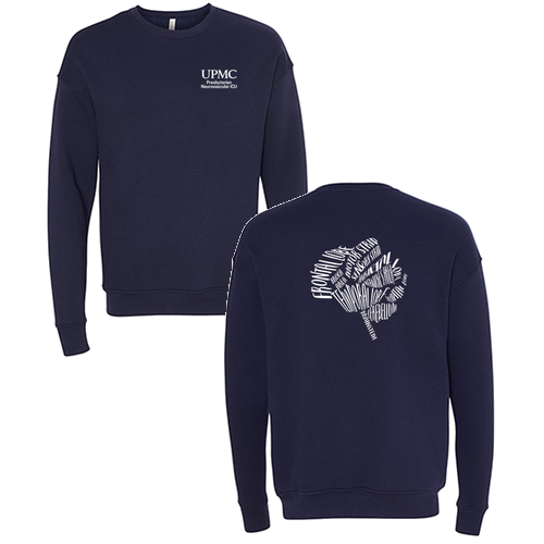 Brain Design Unisex Drop Shoulder Fleece Crewneck -- Navy