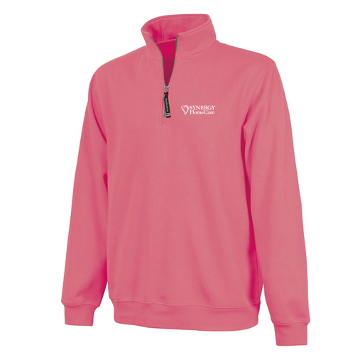 Charles River Crosswind Quarter Zip Sweatshirt -- Preppy Pink