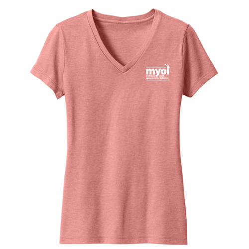 District Made Ladies Perfect Blend V-Neck Tee -- Blush Frost