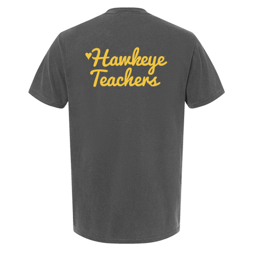 Hawkeye Teachers Comfort Colors Unisex Garment-Dyed Heavyweight Pocket T-Shirt -- Pepper