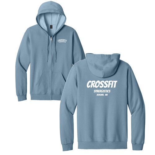 Gildan Midweight Fleece Adult Full Zip Hooded Sweatshirt -CrossFit  Stone Blue