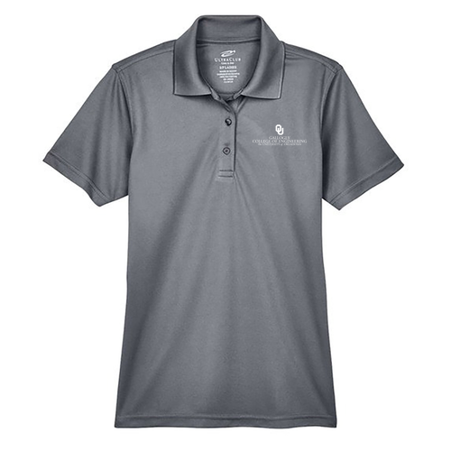 UltraClub Ladies Cool & Dry Mesh Pique Polo Embroidered-- Charcoal