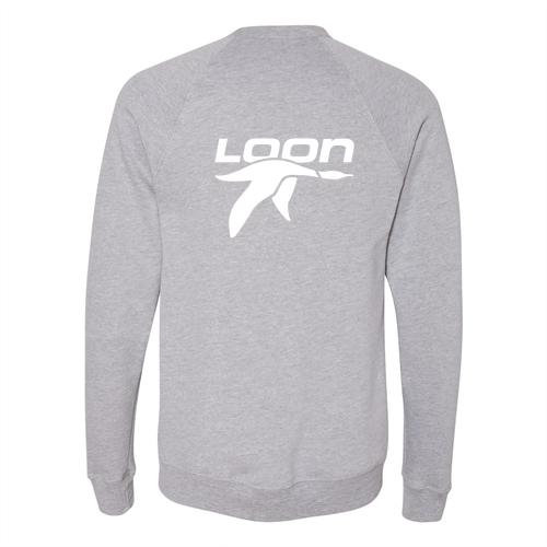 Loon Logo 2 White Ink -- Crewneck Sweatshirt Athletic Heather
