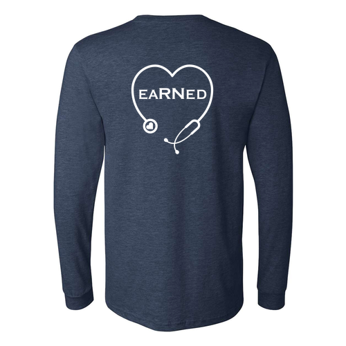 "Earned" Bella+Canvas Unisex Heather Cvc Long Sleeve Tee- Heathers -- Heather Navy