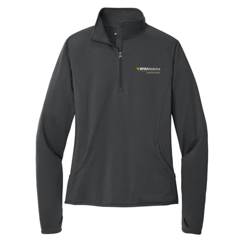 Sport Tek Ladies Sport Wick Stretch Half Zip Pullover -- Charcoal Grey