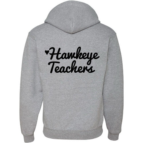 Hawkeye Teacher Jerzees Full Zip Hooded Sweatshirt -- Athletic Heather