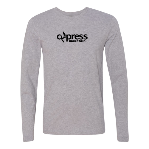 Cypress Mountain Logo 1 Black Ink -- Long Sleeve Heather Grey