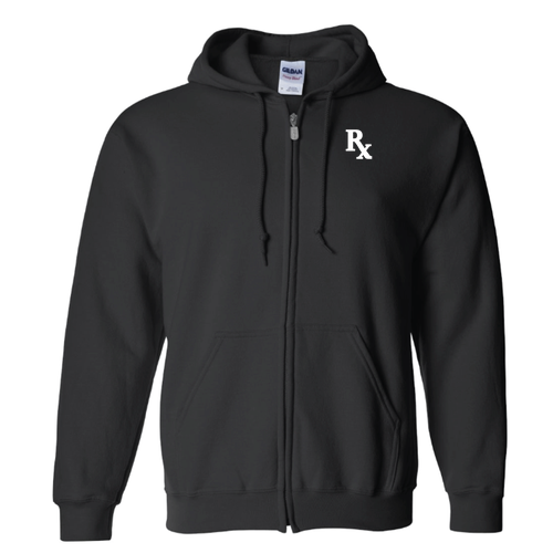 Mens/Unisex Gildan Full Zip Hooded Sweatshirt -- Black