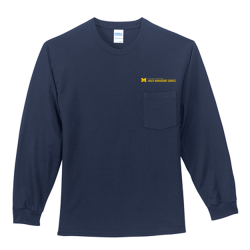 Port and Company Long Sleeve Pocket  T-Shirt -- Navy, $31