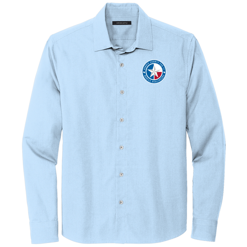 Mercer+Mettle Long Sleeve Stretch Woven Shirt -- Air Blue End On End