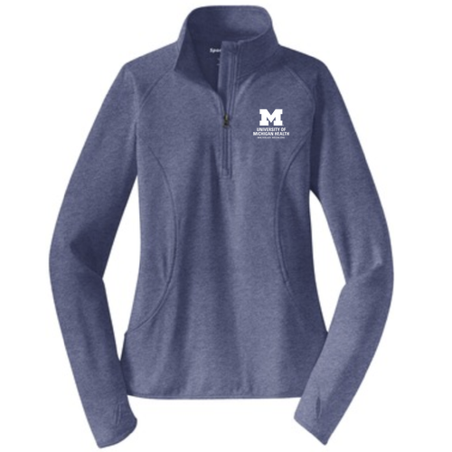 Ladies Sport Tek Sport Wick Stretch Half Zip Pullover -- True Navy Heather