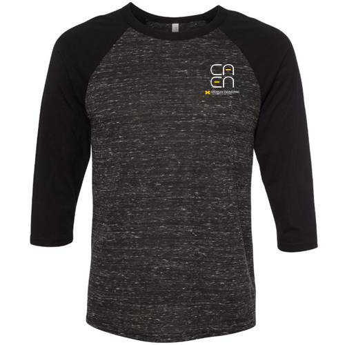 Mens/Unisex Bella Canvas Soft Fitted 3/4 Sleeve Baseball Tee -- Black Marble / Black