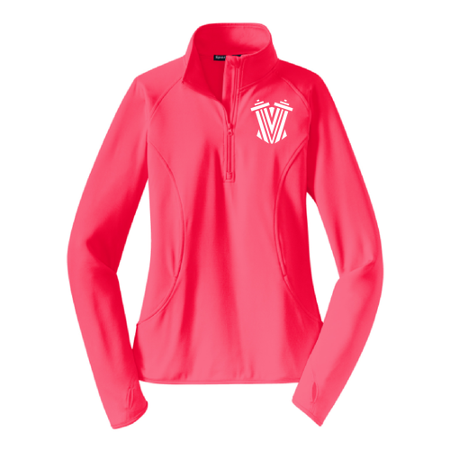 Victress Half Zip Pullover -- Hot Coral