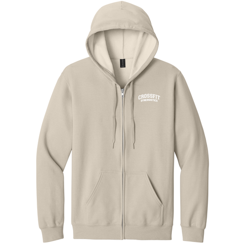 Gildan Midweight Fleece Adult Full Zip Hooded Sweatshirt --CrossFit  Sand