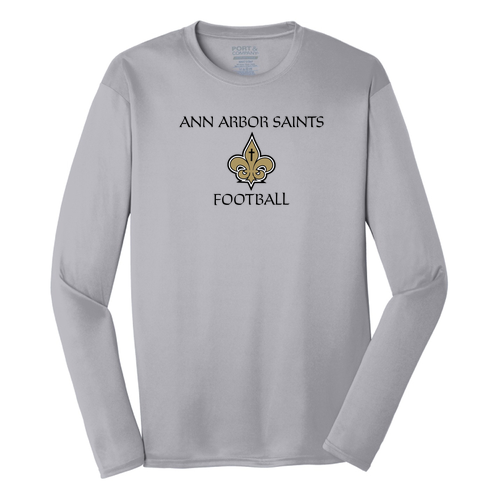 Port and Company Long Sleeve Performance Tee -- Silver